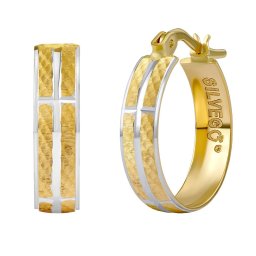 Silvego Zlaté náušnice kruhy Kemet ze žlutého zlata pozlacené bílým zlatem - 18 mm - FAB035EGYW