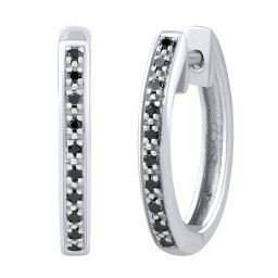 Silvego Diamantové náušnice kruhy Deborah v bílém zlatě s černými diamanty - 0,08 ct 13 mm - DNN3685EGWB