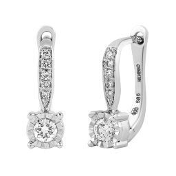 Silvego Diamantové visací náušnice (0,16 + 0,05 ct) Yves v bílém zlatě - DNN3140EGWD
