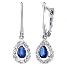 Silvego Diamantové visací náušnice (0,18 ct + 0,44 ct) ZORA s pravým safírem - DNN1544EBS