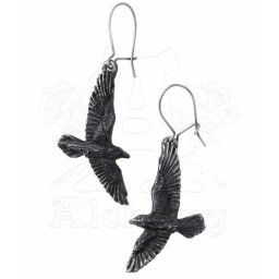 náušnice Black Raven - ALCHEMY GOTHIC - E333