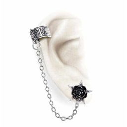 náušnice ALCHEMY GOTHIC - Black Rose - Rosa Nocta Earcuff - E382