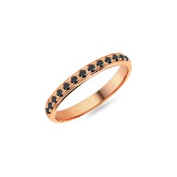 Dámský snubní prsten s černými diamanty 2,5 mm, růžové zlato IZKR019R-F-B