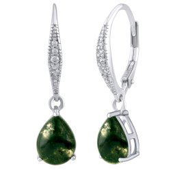 Silvego Stříbrné náušnice June s přírodním mechovým achátem a Brilliance Zirconia - JJJS0591EAGM