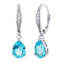 Silvego Stříbrné náušnice June s pravým modrým Topazem a Brilliance Zirconia - JJJS0591ETS
