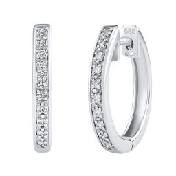 Silvego Diamantové náušnice kruhy (0,07 ct) Deborah v bílém zlatě 13 mm - DNN3685EGW