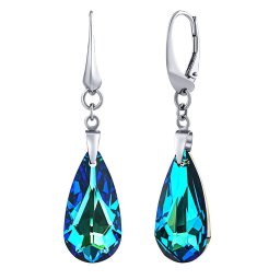 Silvego Stříbrné náušnice Kapka 24mm Bermuda Blue se Swarovski® Crystals - LSW011E
