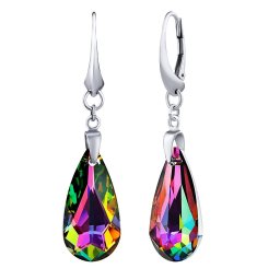 Silvego Stříbrné náušnice Kapka 24mm Vitrail Medium se Swarovski® Crystals - LSW010E