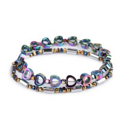 Pružné náramky z hematitu sada 2 ks, barva 2 mix