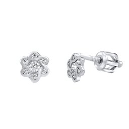 Silvego Zlaté náušnice pecky květinky Denise s čirými Brilliance Zirconia dámské i dětské - SILVEGOB70407BPGW