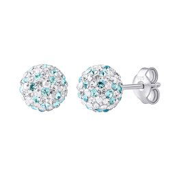 Silvego Stříbrné náušnice pecky Odette kuličky 8 mm se Swarovski® Crystals tyrkysová dámské i dětské - SILVEGOB36120PDT08