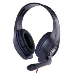 Sluchátka GEMBIRD GHS-05-B, gaming, černo-modrá, 1x 4-pólový 3,5mm jack, mikrofon
