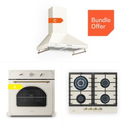 Klarstein Victoria 60 Trojitá sada plyn, Plynové varné desky, Trouba, Digestoř