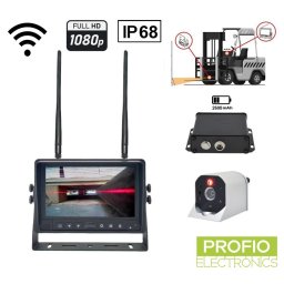 Wifi Laserový SET pro vysokozdvižný vozík - 7″ AHD monitor + FULL HD 1080P 2,4GHz wifi kamera IP68 + baterie 2600 mAh