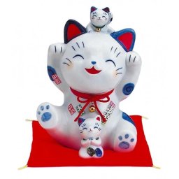 Japonská kočka štěstí Maneki Neko Shofuku pokladnička 20cm