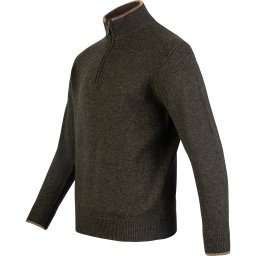 Svetr ASHCOMBE se zipem jehněčí vlna DARK OLIVE vel. M