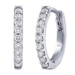 Silvego Diamantové náušnice (0,14 ct) kruhy Aira v bílém zlatě 11mm - DNN4049EGWD