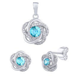 Silvego SILVEGO Stříbrný set šperků ROSALYN - náušnice a přívěsek s pravým Topazem a Brilliance Zirconia - JJJS0088TS