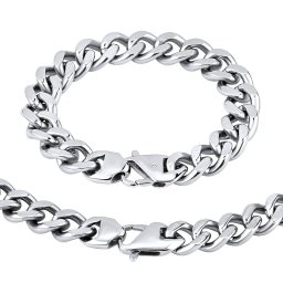 Silvego Masivní set náramku a náhrdelníku CURB 12 mm z chirurgické oceli - KMM5339