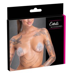 Cottelli - samolepky na bradavky s etzkem - stbrn
