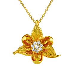 Silvego Stříbrný/pozlacený náhrdelník Aini s květinou a Brilliance Zirconia 18kt. - KRN685NGP