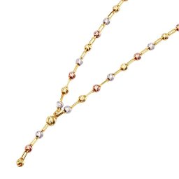 Silvego Zlatý náhrdelník dámský Dolby s oky a broušenými barevnými korálky - 3 mm - LFG0039NGY