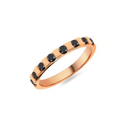 Dámský snubní prsten s černými diamanty 2,6 mm, růžové zlato IZKR028R-F-B