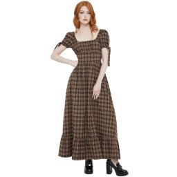 šaty dámské KILLSTAR - Grim Gretchen - Brown Tartan - KSRA013726