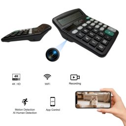 Kalkulačka s kamerou - Skrytá WiFi / P2P špionážní kamera s 4K rozlišením