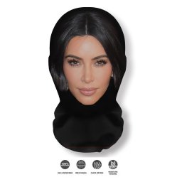 Maska Kim Kardashian jako 3D kukla na obličej (hlavu) s barevným potiskem z mikrovlakna