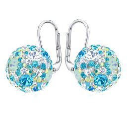 Silvego Stříbrné náušnice kuličky 13 mm se Swarovski® Crystals tyrkysově modrá - SILVEGOB36120tyrb