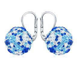 Silvego Stříbrné náušnice kuličky 13 mm se Swarovski® Crystals tmavě modrá - SILVEGOB36120db