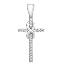 Silvego Zlatý přívěsek křížek Eternitas z bílého zlata s Brilliance Zirconia - FNN21336PGW
