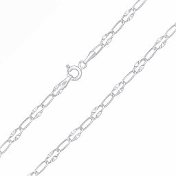 Silvego Zlatý řetízek Paper Clip s broušenými Sunburst očky z bílého zlata - 3,5 mm - FNN1072NGW