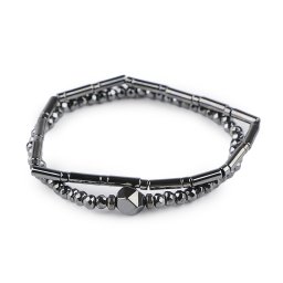 Pružné náramky z hematitu sada 2 ks, barva šedá hematit