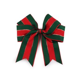 Vánoční mašle rypsová 12x13 cm, barva zelená tmavá červená