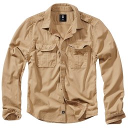 Košile styl VINTAGE dlouhý rukáv CAMEL PÍSKOVÁ vel. L