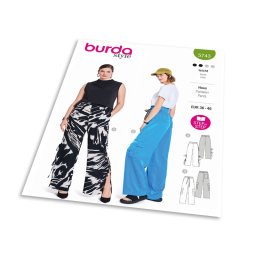 Střih Burda 5743 - Kalhoty s gumou v pase, saténové kalhoty