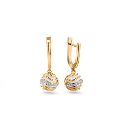 Nápadité perlové náušnice s diamanty, žluté zlato, 14K IZBR560N