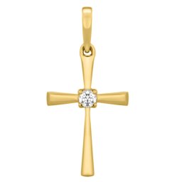 Silvego Diamantový přívěsek kříž Eternal ze žlutého zlata 0,03 ct - DNN2701PGYD