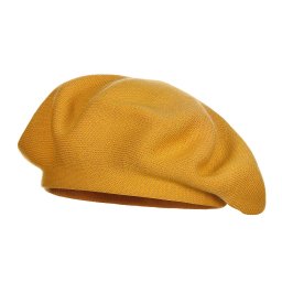 Dámský pletený baret, barva 2 hořčicová