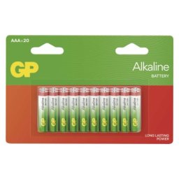 Alkalická baterie GP Alkaline AAA (LR03), 20 ks
