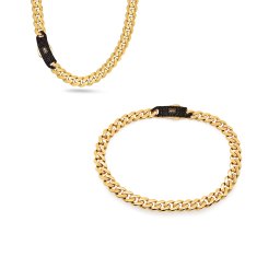 Monaco Chain set Classic Plain Pavé lock black 6,5mm IZ29437BS