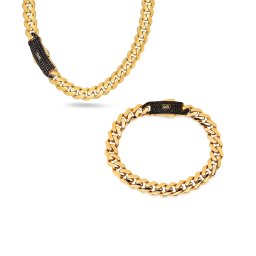 Monaco Chain set Classic Plain Pavé lock black 9,5 mm IZ31225S