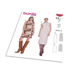 Střih Burda 5713 - Pouzdrové šaty bez rukávů, šaty s límečkem