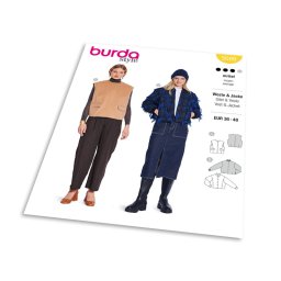 Střih Burda 5698 - Vesta, college bunda se zapínáním na patentky
