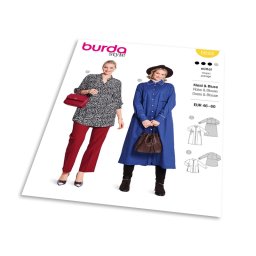 Střih Burda 5693 - Košilové šaty, kabátové šaty, košilová tunika