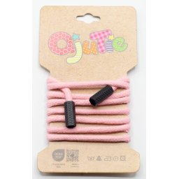 Oděvní kulatá šňůra s koncovkami, 5 mm, 1,15 m - baby růžová