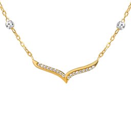 Silvego Zlatý náhrdelník Vionne z bílého a žlutého zlata s Brilliance Zirconia - 1,3 mm - FNN1143NGYW