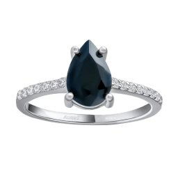 SILVEGO Stříbrný prsten Steffi s pravým safírem a Brilliance Zirconia - obvod 60 mm